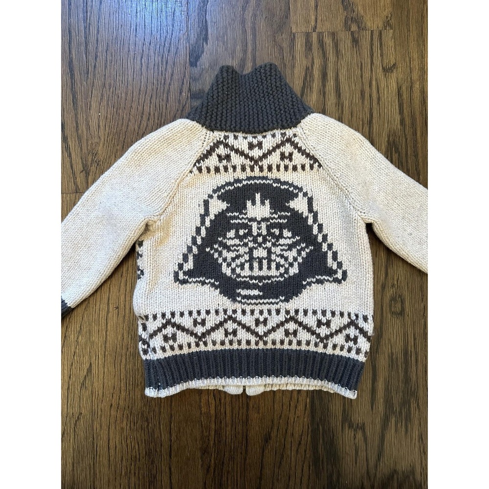 Gap Star Wars Sweater Toddler 12-18 Months Zip Cardigan‎ Vader TIE Fighter - Picture 3 of 5